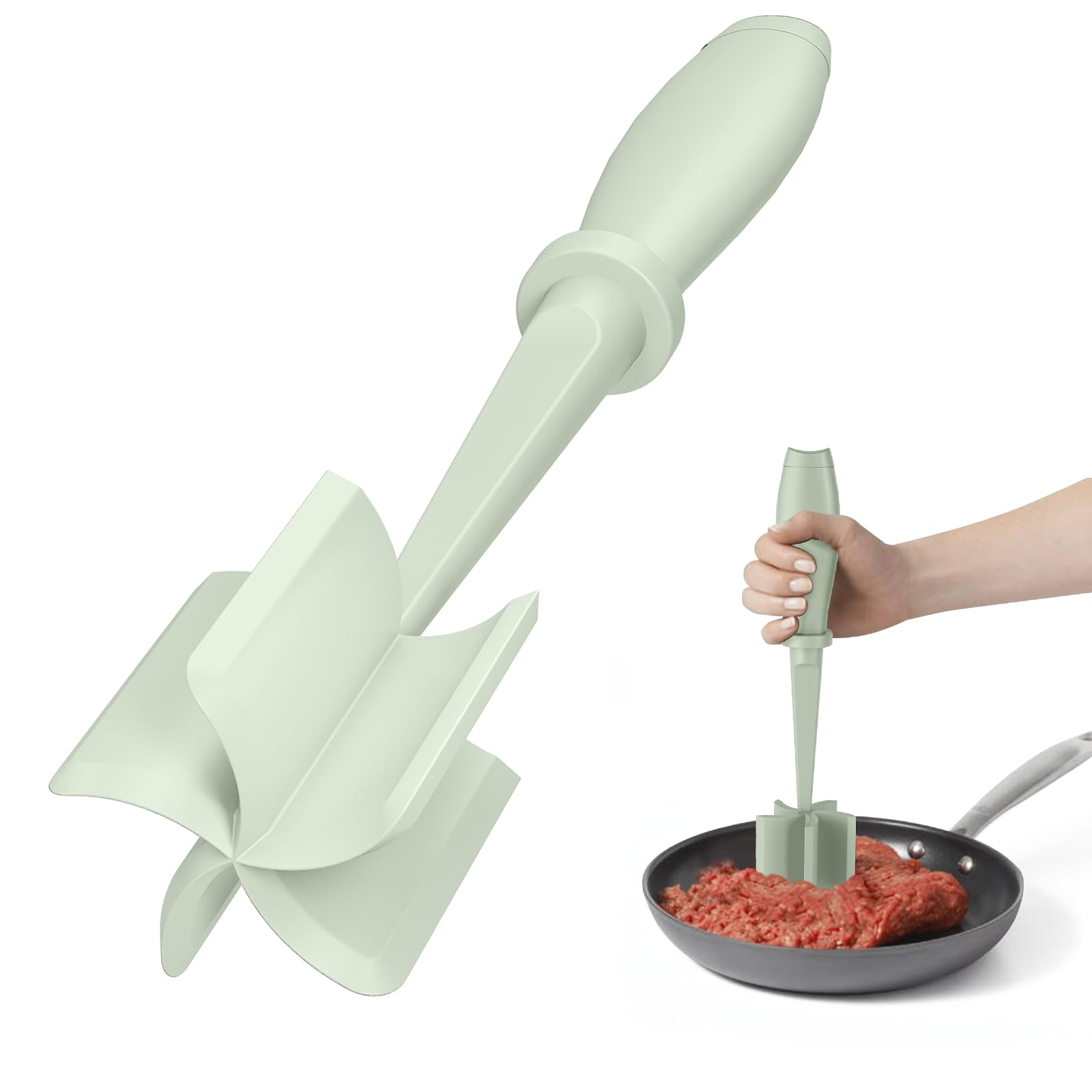 Meat Chopper, Hamburger Grinder, Premium Heat Resistant Smasher for Ground Beef, Burger Grinder Nylon Potato Mix Tool-Black
