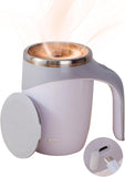 Automatic Stirring Coffee Mug, Rechargeable Automatic Stirring Coffee Mug, Electric Fun Automatic Stirring Mug, Stainless Steel Travel Coffee Mug for Office Use (White)