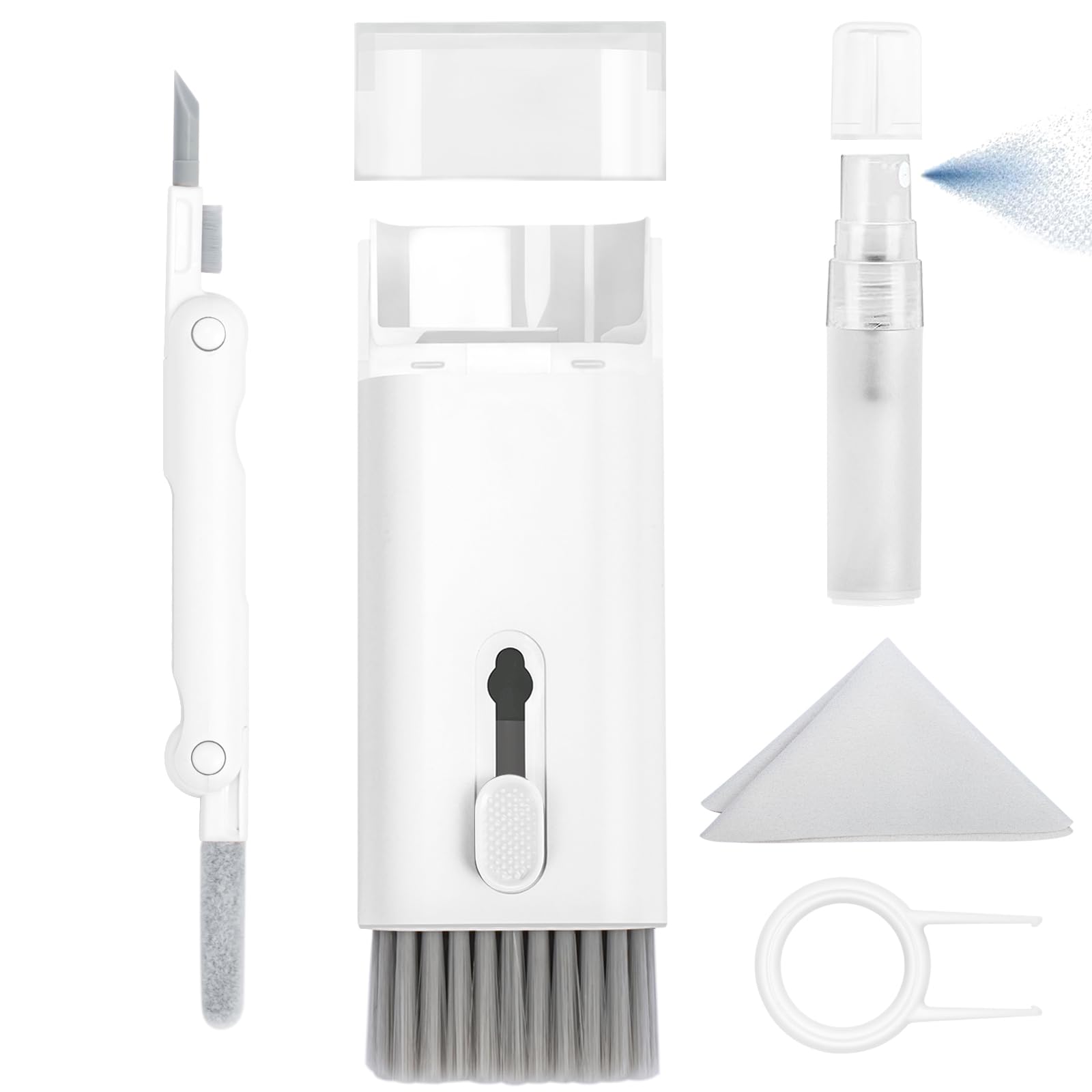 Walrfid Airpods Electronic Screen 7 in 1 Cleaner Kit Laptop Keyboard Cleaning Tool for ipad/iwatch/Computer/Phone/MacBook with 5ml Touchscreen Cleaners Mist (Grey)