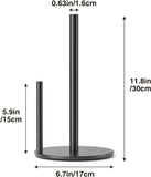 Paper Towel Holder Black Kitchen Roll Holder, Premium Stainless Steel Paper Towel Holder for Kitchen Roll Organize, Countertop Roll Dispenser with Weighted Base