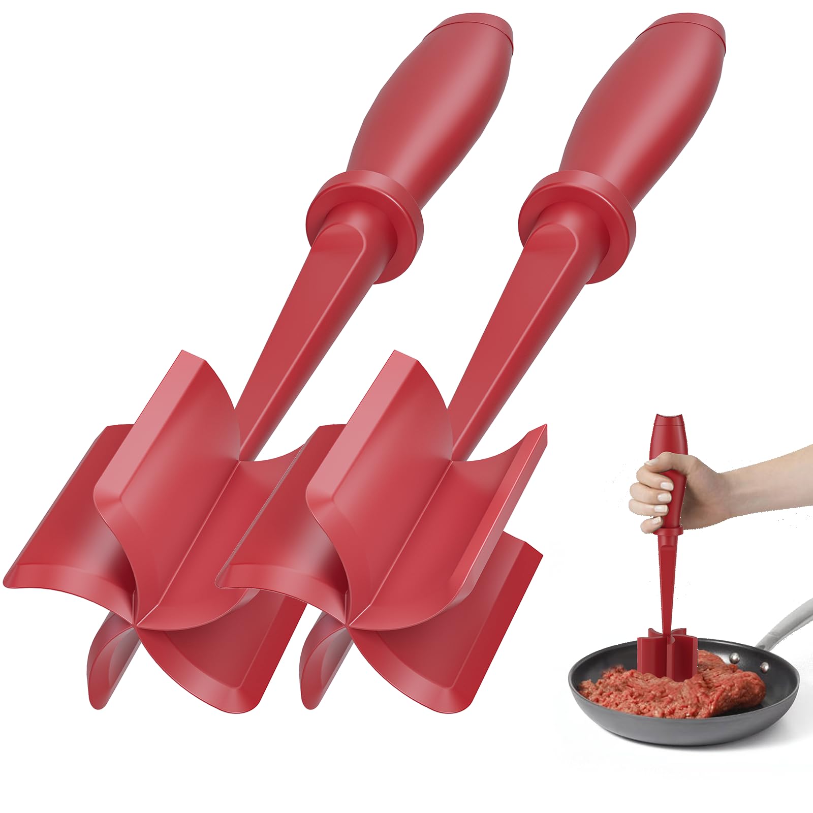 Meat Chopper, Hamburger Grinder, Premium Heat Resistant Smasher for Ground Beef, Burger Grinder Nylon Potato Mix Tool-Black