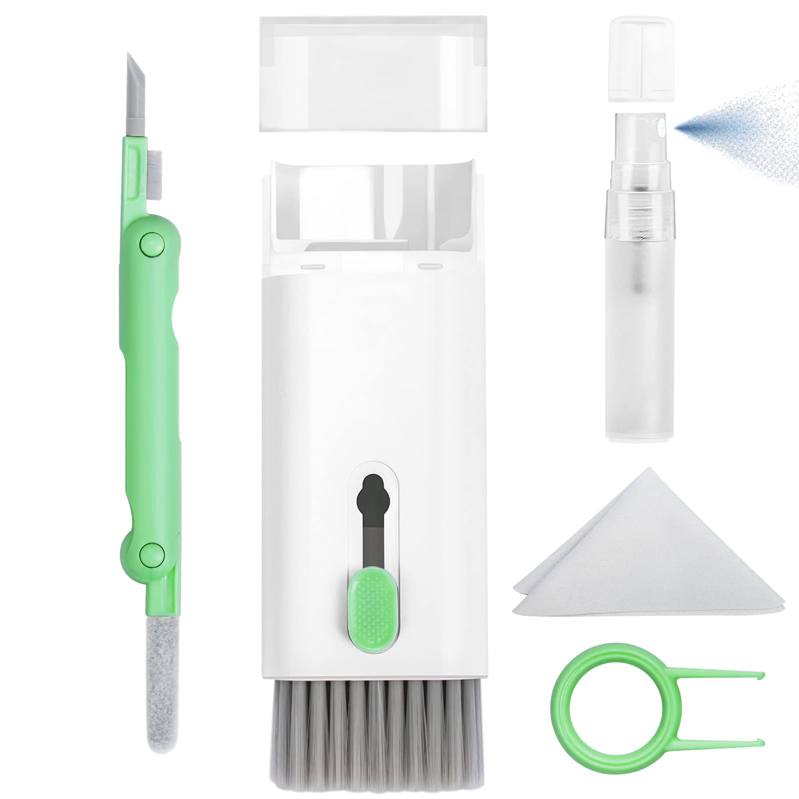 Walrfid Airpods Electronic Screen 7 in 1 Cleaner Kit Laptop Keyboard Cleaning Tool for ipad/iwatch/Computer/Phone/MacBook with 5ml Touchscreen Cleaners Mist (Grey)