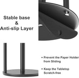 Paper Towel Holder Black Kitchen Roll Holder, Premium Stainless Steel Paper Towel Holder for Kitchen Roll Organize, Countertop Roll Dispenser with Weighted Base