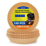Air Fryer Paper Liners, 125Pcs Parchment Paper, Air Fryer Liners Disposable for Microwave, Non-Stick Air Fryer Liner Square Free of Bleach (8IN)
