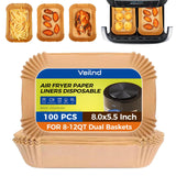 Air Fryer Paper Liners, 125Pcs Parchment Paper, Air Fryer Liners Disposable for Microwave, Non-Stick Air Fryer Liner Square Free of Bleach (8IN)