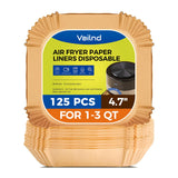 Air Fryer Paper Liners, 125Pcs Parchment Paper, Air Fryer Liners Disposable for Microwave, Non-Stick Air Fryer Liner Square Free of Bleach (8IN)