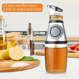 Glass Oil Bottle, 8.5 Oz Wide Mouth Kitchen Oil Dispenser with Measuring, for Cooking, Baking, Frying, Salads, BBQ, Picnics
