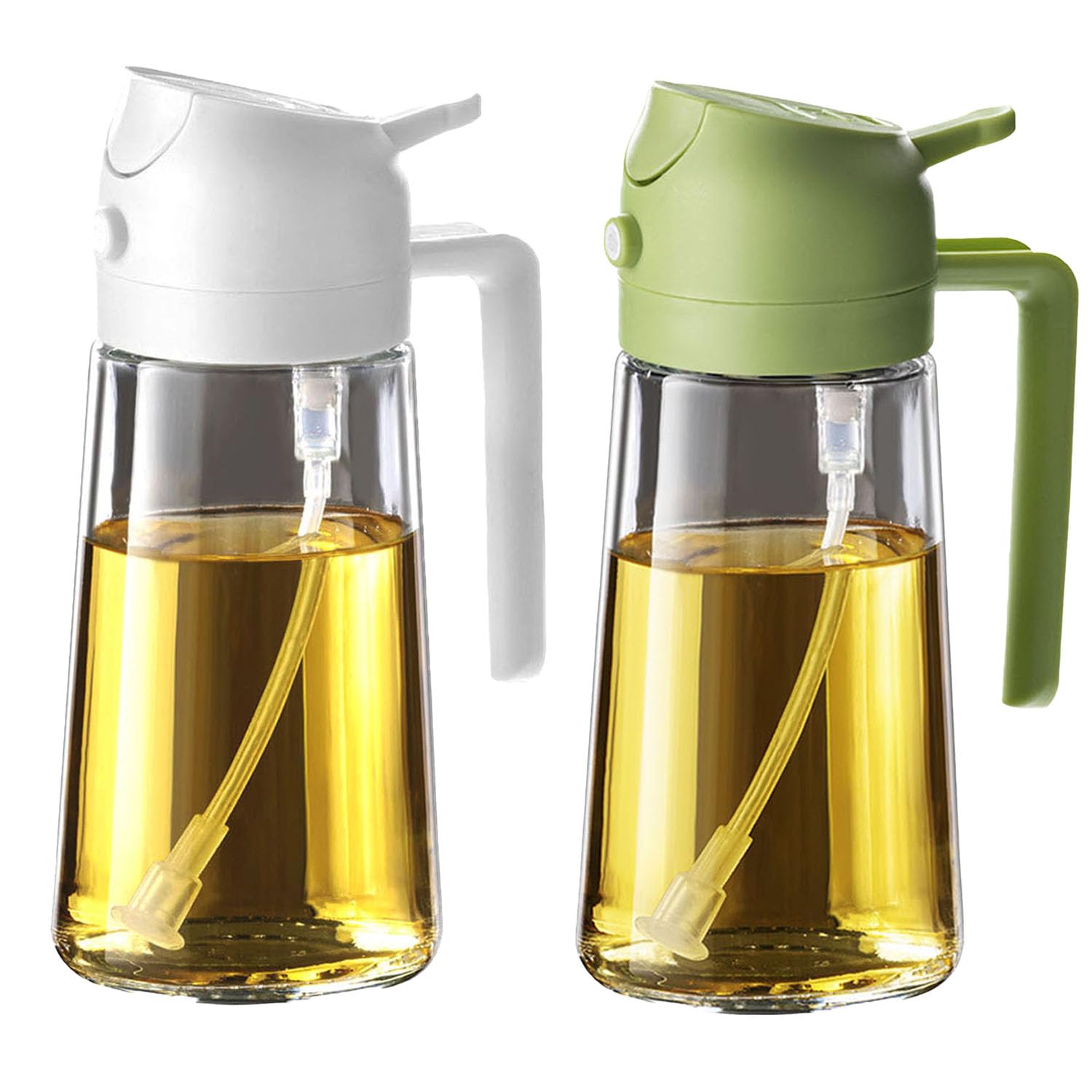TrendPlain 16oz/470ml Glass Olive Oil Sprayer for Cooking - 2 in 1 Olive Oil Dispenser for Kitchen Gadgets, Air Fryer, Salad, and BBQ - Black