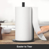 Paper Towel Holder Black Kitchen Roll Holder, Premium Stainless Steel Paper Towel Holder for Kitchen Roll Organize, Countertop Roll Dispenser with Weighted Base