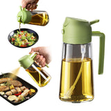TrendPlain 16oz/470ml Glass Olive Oil Sprayer for Cooking - 2 in 1 Olive Oil Dispenser for Kitchen Gadgets, Air Fryer, Salad, and BBQ - Black