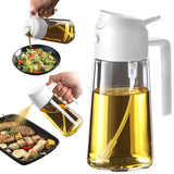 TrendPlain 16oz/470ml Glass Olive Oil Sprayer for Cooking - 2 in 1 Olive Oil Dispenser for Kitchen Gadgets, Air Fryer, Salad, and BBQ - Black