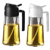 TrendPlain 16oz/470ml Glass Olive Oil Sprayer for Cooking - 2 in 1 Olive Oil Dispenser for Kitchen Gadgets, Air Fryer, Salad, and BBQ - Black