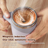 Automatic Stirring Coffee Mug, Rechargeable Automatic Stirring Coffee Mug, Electric Fun Automatic Stirring Mug, Stainless Steel Travel Coffee Mug for Office Use (White)