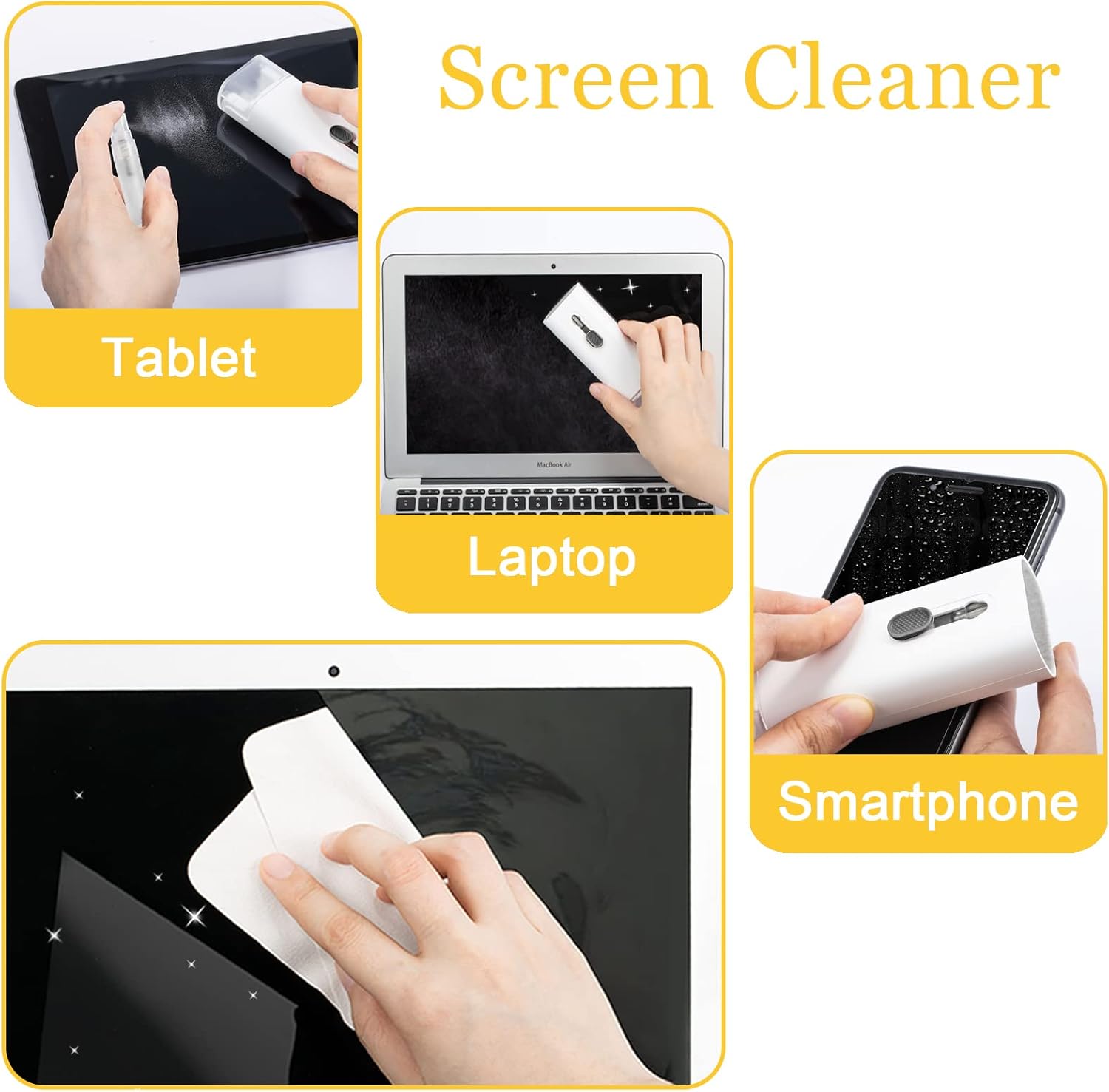 Walrfid Airpods Electronic Screen 7 in 1 Cleaner Kit Laptop Keyboard Cleaning Tool for ipad/iwatch/Computer/Phone/MacBook with 5ml Touchscreen Cleaners Mist (Grey)