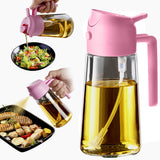 TrendPlain 16oz/470ml Glass Olive Oil Sprayer for Cooking - 2 in 1 Olive Oil Dispenser for Kitchen Gadgets, Air Fryer, Salad, and BBQ - Black