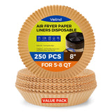Air Fryer Paper Liners, 125Pcs Parchment Paper, Air Fryer Liners Disposable for Microwave, Non-Stick Air Fryer Liner Square Free of Bleach (8IN)