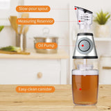 Glass Oil Bottle, 8.5 Oz Wide Mouth Kitchen Oil Dispenser with Measuring, for Cooking, Baking, Frying, Salads, BBQ, Picnics