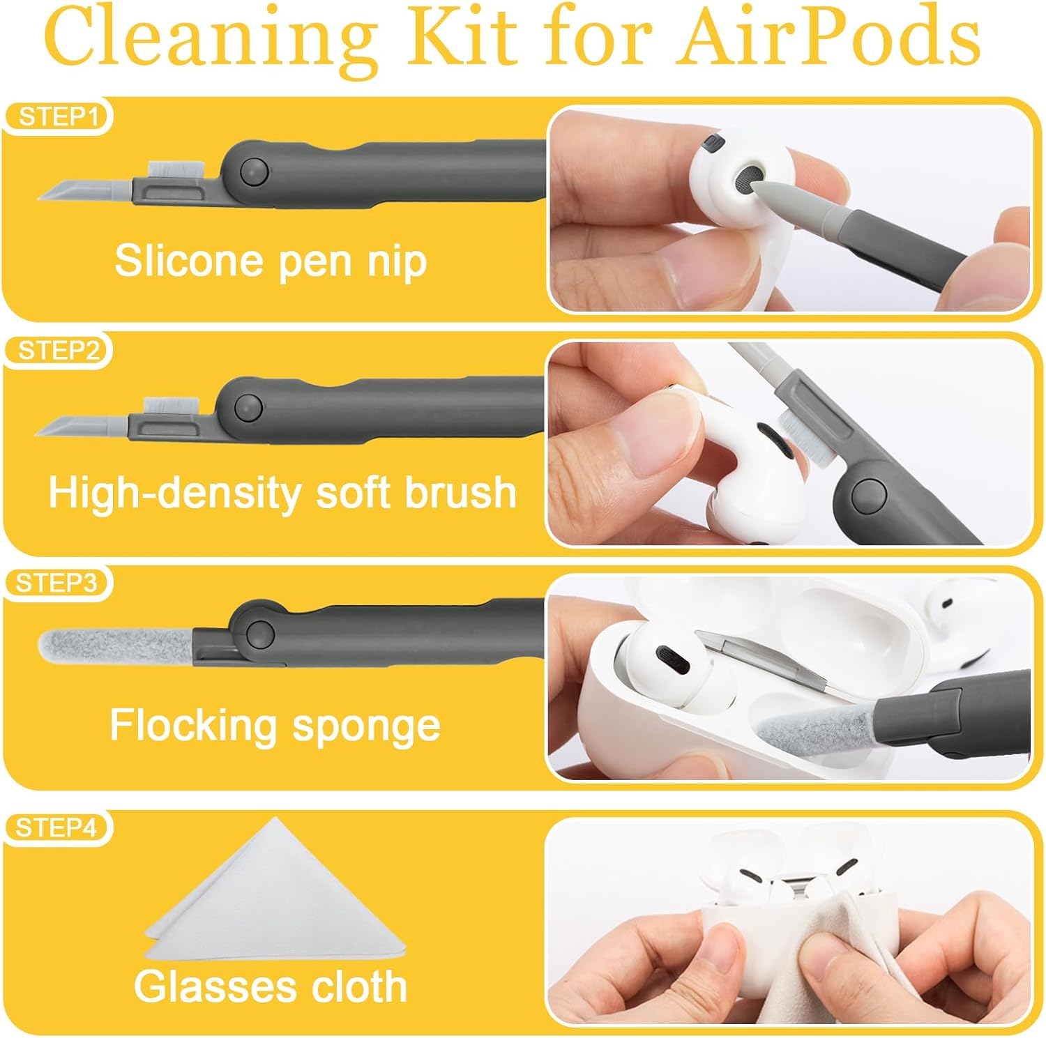Walrfid Airpods Electronic Screen 7 in 1 Cleaner Kit Laptop Keyboard Cleaning Tool for ipad/iwatch/Computer/Phone/MacBook with 5ml Touchscreen Cleaners Mist (Grey)