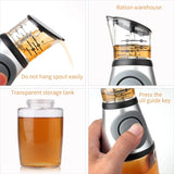 Glass Oil Bottle, 8.5 Oz Wide Mouth Kitchen Oil Dispenser with Measuring, for Cooking, Baking, Frying, Salads, BBQ, Picnics