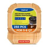 Air Fryer Paper Liners, 125Pcs Parchment Paper, Air Fryer Liners Disposable for Microwave, Non-Stick Air Fryer Liner Square Free of Bleach (8IN)