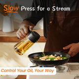 TrendPlain 16oz/470ml Glass Olive Oil Sprayer for Cooking - 2 in 1 Olive Oil Dispenser for Kitchen Gadgets, Air Fryer, Salad, and BBQ - Black