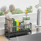 Cisily Black Sponge Holder for Kitchen Sink, Sink Caddy Organizer with High Brush Holder, Kitchen Countertop Organizers and Storage Essentials, Rustproof 304 Stainless Steel, Soap Dispenser Organize