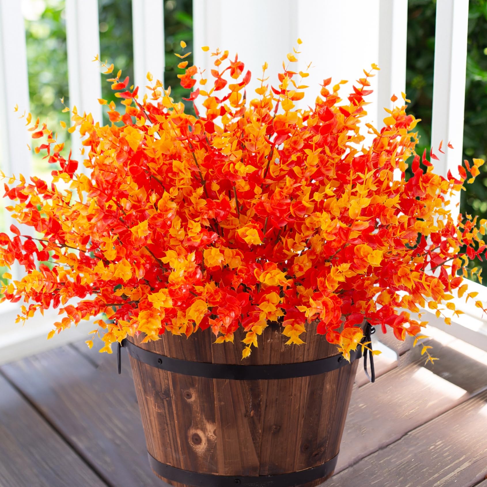 Artificial Flowers for Outdoor Indoor Garden Home Decoration, Faux Flower Daisy with Eucalyptus Leaves Fake Plants Greenery Boxwood Porch Patio, 12 Bundles (Mix Pink Red Purple Yellow)