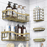 Adhesive Shower Caddy, 5 Pack Rustproof Stainless Steel Bath Organizers With Large Capacity, No Drilling Shelves for Bathroom Storage & Home Decor