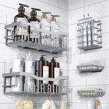 Adhesive Shower Caddy, 5 Pack Rustproof Stainless Steel Bath Organizers With Large Capacity, No Drilling Shelves for Bathroom Storage & Home Decor