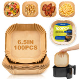 Air Fryer Paper Liners, 125Pcs Parchment Paper, Air Fryer Liners Disposable for Microwave, Non-Stick Air Fryer Liner Square Free of Bleach (8IN)