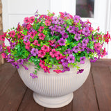 Artificial Flowers for Outdoor Indoor Garden Home Decoration, Faux Flower Daisy with Eucalyptus Leaves Fake Plants Greenery Boxwood Porch Patio, 12 Bundles (Mix Pink Red Purple Yellow)